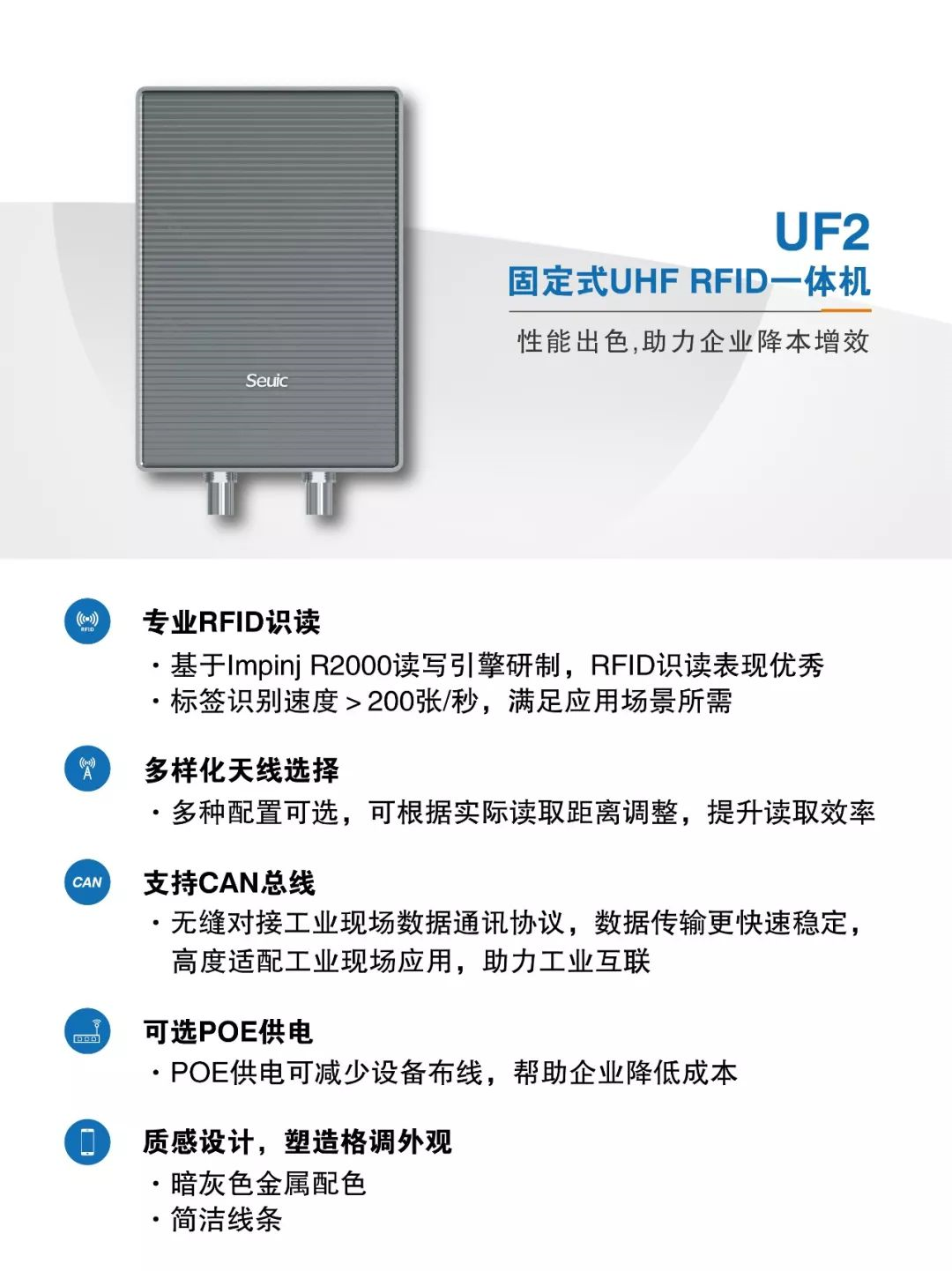 UF2固定式UHF RFID一體機